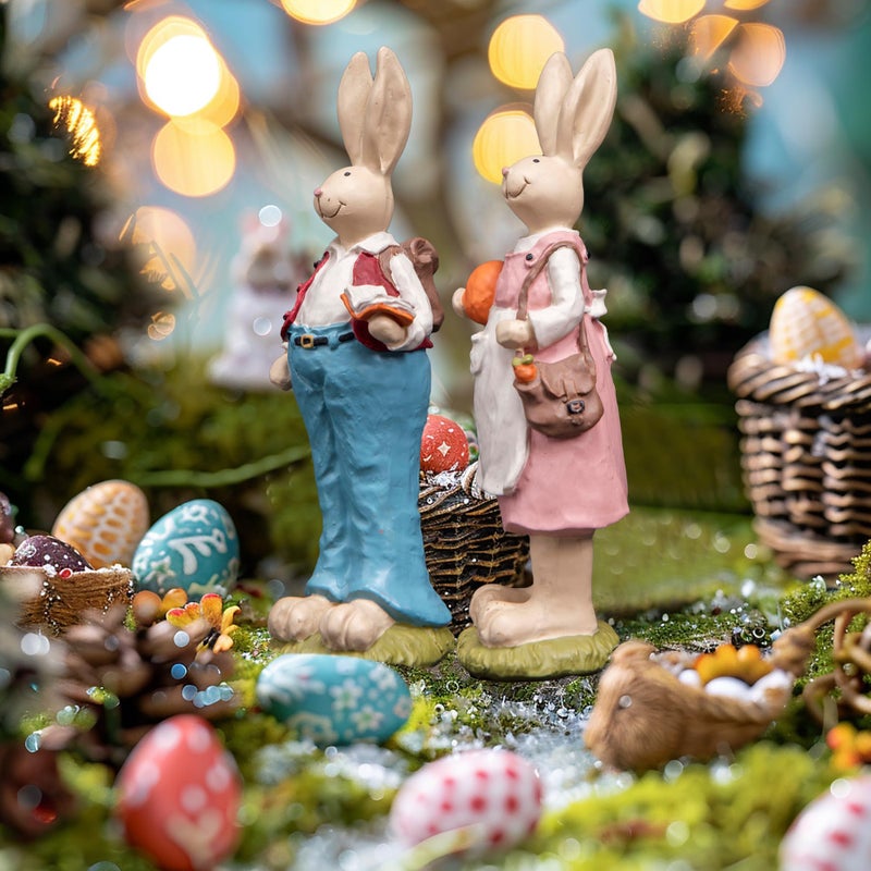 ENNAS Easter Bunnies Hand Painted with Easter Rabbits Home Decoration 6.1 Inch - Image 2